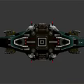 Futuristic Green And White Scifi Spaceship With Red Thrusters And Turret Details