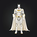 White and Gold Batman Statue With Cape and Detailed Armor Design Collectible Figure