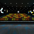 Modern Cinema Hall Interior With Colorful Seats And Ambient Lighting