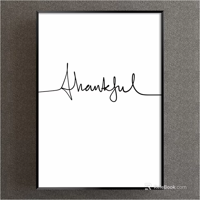 Handwritten Thankful Wall Art Decor for Home Living Space 3d model 