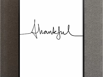 Handwritten Thankful Wall Art Decor for Home Living Space 3d model