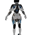 Game and Movie Character in Futuristic Blue White Gray Mechanical Armor with Streamlined Design 3d model
