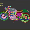 Vintage Green Motorcycle With Brown Leather Seat Number 90 On Body Classic Design Shiny Finish