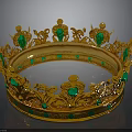 Ornate Golden Crown With Green Gemstones And Intricate Decorative Details