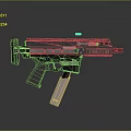 Black Tactical Weapon With Magazine Rail System Grip And Yellow Top Component