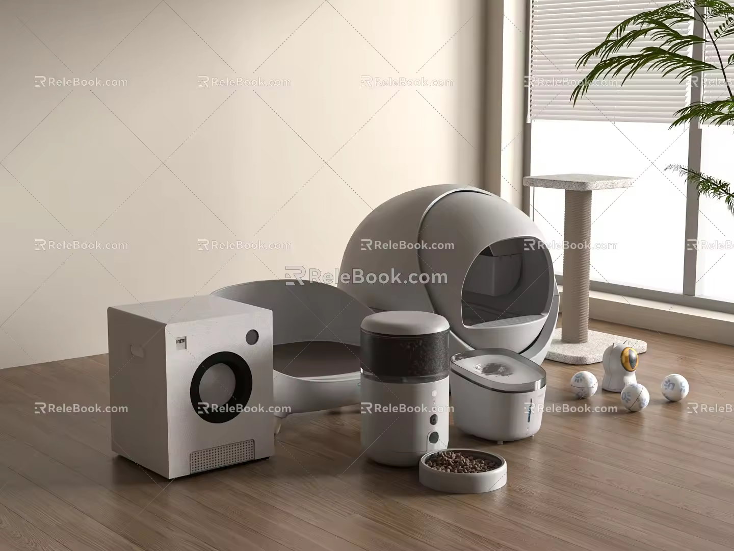 Automatic cat litter box modern cat litter box smart cat litter 3d model