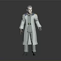 Detailed 3D Character Model In Light Green Long Coat With Shoulder Epaulets Standing