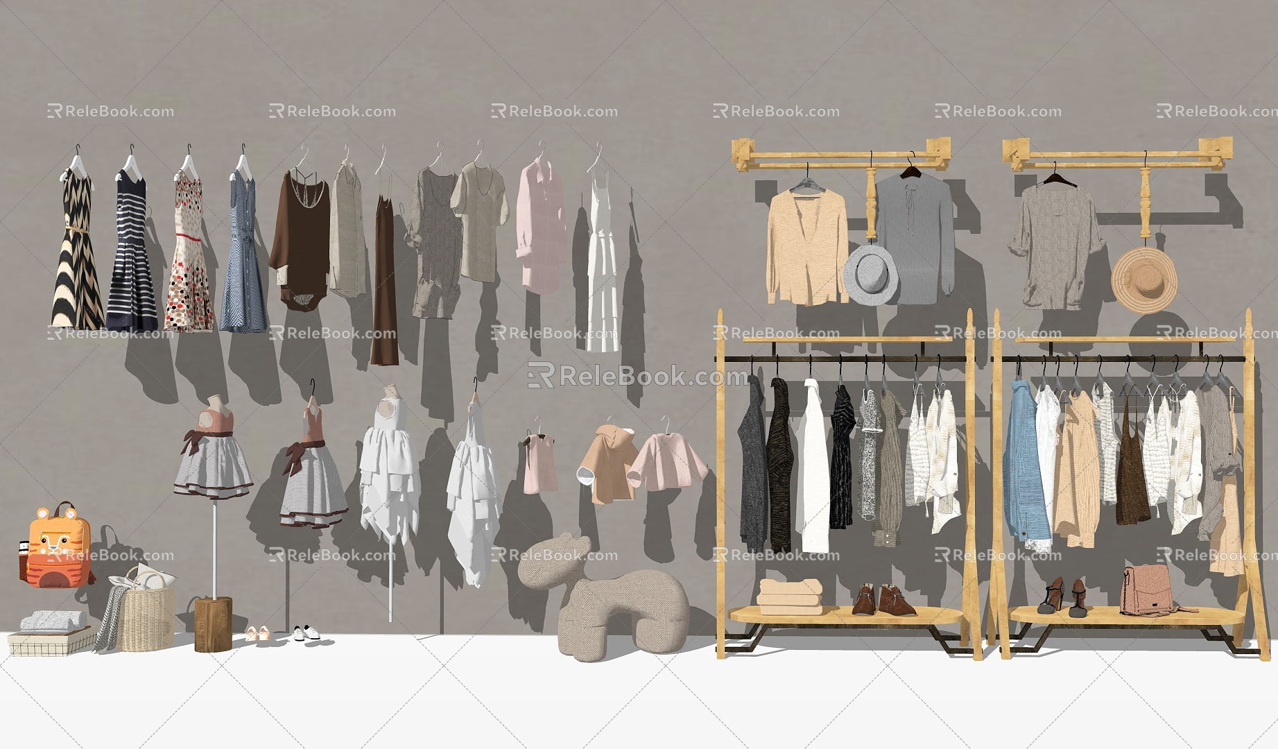 All kinds of clothing combination 3d model