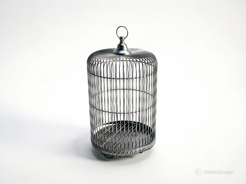 Minimalist Metal Wire Birdcage Decorative Ornament Set With Ring Top For Home Decor 3d model 