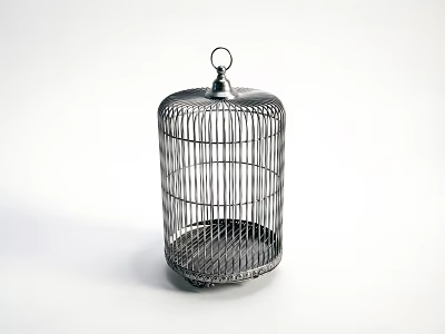 Minimalist Metal Wire Birdcage Decorative Ornament Set With Ring Top For Home Decor 3d model