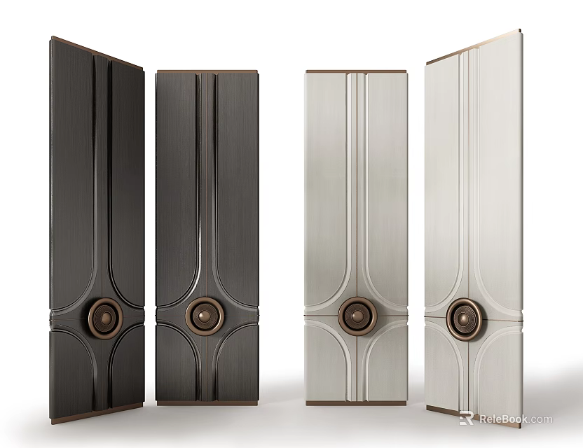 Stylish Screen Designs With Circular Accents In Dark And Light Tones 3d model