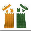 Traditional Architectural Components Including Yellow Green Roof Tiles And Ornamental Sculptures