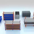 Industrial Equipment Heavy Duty Multi Tier Storage Racks With Orange Blue Frame For Warehouse Use