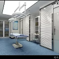 Modern Beauty Salon Interior With Blue Curtains White Glass Cabinets And Treatment Bed