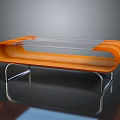Modern Sleek Coffee Table With Glass Top Wooden Frame And Metal Legs