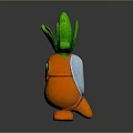 Cute Carrot Plush Toy With Green Leaves Smiling Face And Green Toy Gun