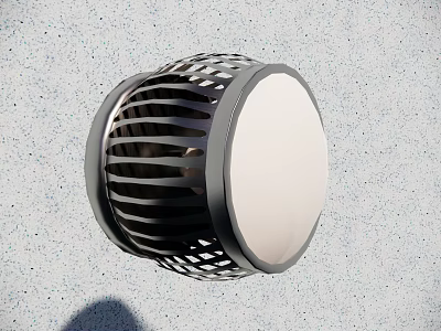 Modern Metal Wall Light With Striped Design And Round White Shade 3d model
