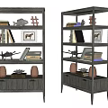 Double Modern Multi tiered Storage Shelves with Drawers Books and Decorative Items