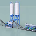 Industrial Concrete Batching Plant With Twin Storage Silos And Conveyor Belts
