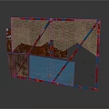 Fence 3D Model With Layered Structure Brown Top Layer Blue Panels Red Supports Metal Grid