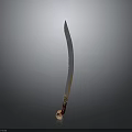Traditional Decorative Knife With Long Sharp Blade And Golden Red Handle 3d model