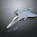3D Rendered Military Fighter Jet Model With Gray Body And Attached Missiles