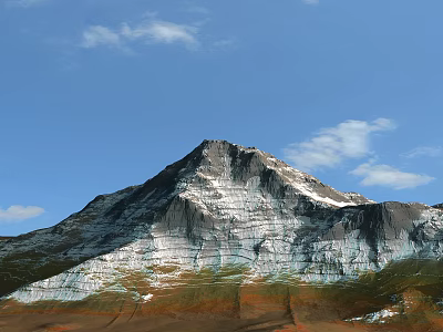 Serene Garden Landscape With Snow Capped Mountain Green Grassland And Blue Sky 3d model