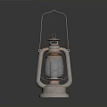 Vintage White Lantern With Metal Frame Glass Shade And Handle Design