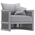 Modern Single Sofa With Gray White Cushions Decorative Pillows And Wooden Frame
