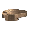Modern Brown Stone Coffee Table With Irregular Geometric Design And Textured Surface