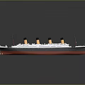 Classic Cruise Ship Model with White Hull Black Smokestacks and Red Accents