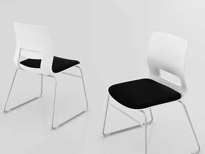 Modern Lounge Chair With White Frame Black Cushion And Metal Legs 3d model