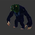 Ferocious Black Bear Like Creature Character With Yellow Eyes And Red Claws Standing