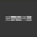 Six Grey Metal Strips With Holes And Bottom Support On Smooth Black Surface With Reflection