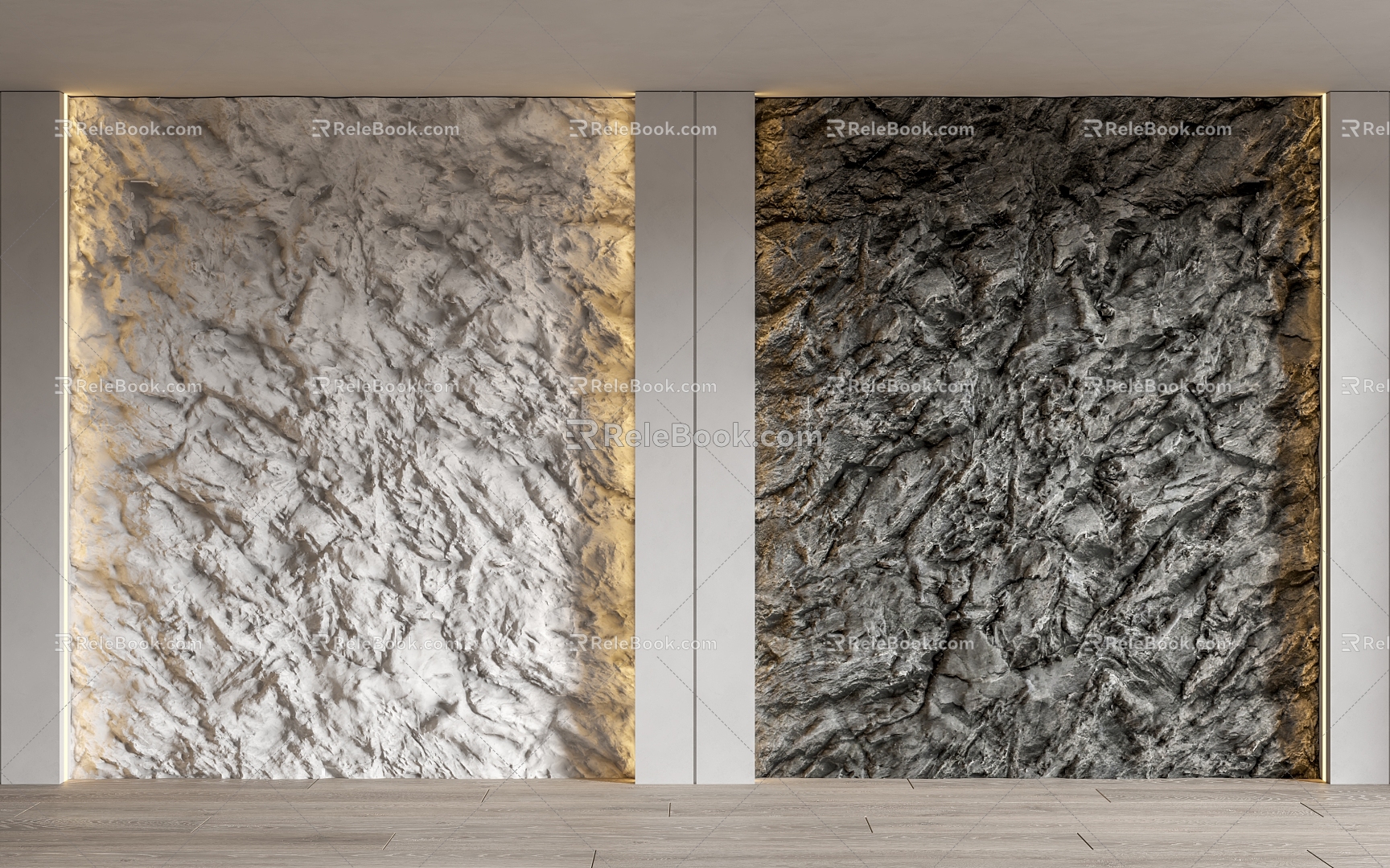 Modern wall rubble wall fused rock cement board 3d model