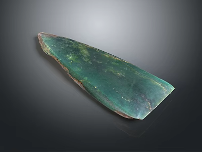 Ancient Green Stone Weapon With Handcrafted Blade And Textured Surface Design 3d model