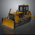 Yellow Tracked Bulldozer With Front Blade Cab And Heavy Duty Construction Tracks