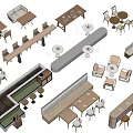 Modern Dining Tables With Various Designs And Matching Chairs Layouts 3d model