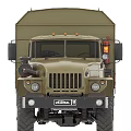 Olive Green Ural Military Truck With Six Wheels And Cargo Compartment