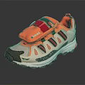Kids Pink Orange Green Sports Sneakers With Stripes And Velcro Strap White Sole