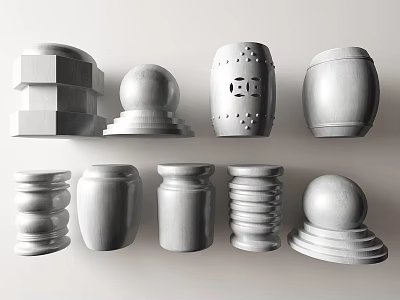 Stylish Modern Concrete Stools With Various Unique Shapes And Designs 3d model