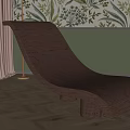 Chaise Lounge with Floral Wallpaper Green Wall Floor Lamp Wooden Floor and Potted Plant