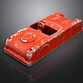 Old Red Vintage Toy Car With Peeling Paint On Its Surface