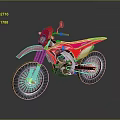 Red Off Road Motorcycle With Large Tires Black Mirrors And Silver Engine