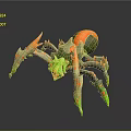 Vibrant 3D Spider Character With Green Orange Body And Spotted Legs
