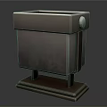 Sturdy Metal Recycle Bin With Yellow Recycling Symbol And Pedestal Base