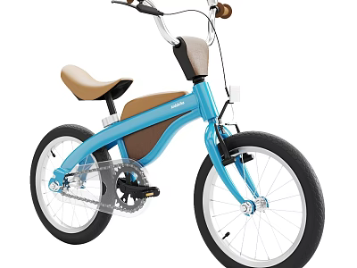 Blue Classic Bicycle With Brown Seat Steel Frame And Stylish Design Details 3d model