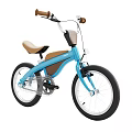 Blue Classic Bicycle With Brown Seat Steel Frame And Stylish Design Details