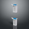 White Office Equipment With Blue Top And Multiple Drawers For Office Use 3d model