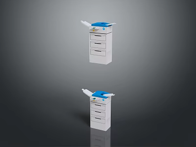 White Office Equipment With Blue Top And Multiple Drawers For Office Use 3d model